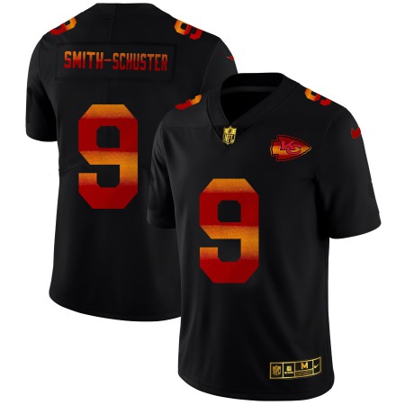 Kansas City Chiefs #9 JuJu Smith-Schuster Men's Black Nike Red Orange Stripe Vapor Limited NFL Jersey
