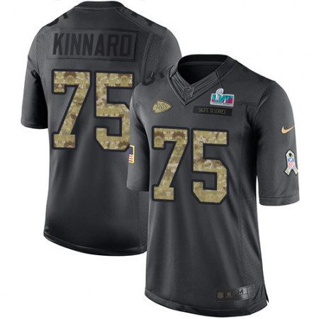 Nike Chiefs #75 Darian Kinnard Black Super Bowl LVII Patch Men's Stitched NFL Limited 2016 Salute to Service Jersey