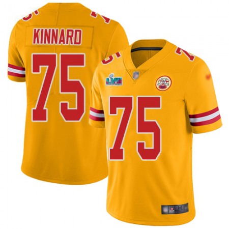 Nike Chiefs #75 Darian Kinnard Gold Super Bowl LVII Patch Men's Stitched NFL Limited Inverted Legend Jersey