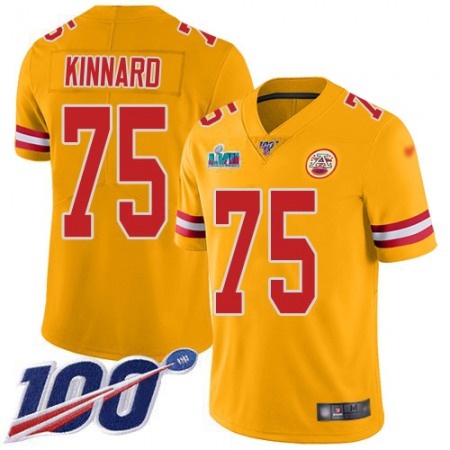 Nike Chiefs #75 Darian Kinnard Gold Super Bowl LVII Patch Men's Stitched NFL Limited Inverted Legend 100th Season Jersey