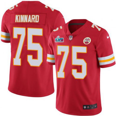 Nike Chiefs #75 Darian Kinnard Red Team Color Super Bowl LVII Patch Men's Stitched NFL Vapor Untouchable Limited Jersey
