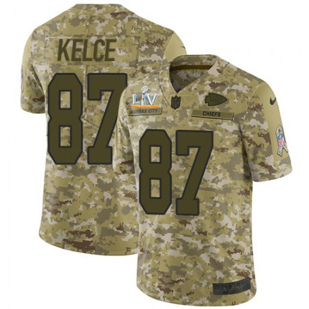 Nike Chiefs #87 Travis Kelce Camo Men's Super Bowl LV Bound Stitched NFL Limited 2018 Salute To Service Jersey