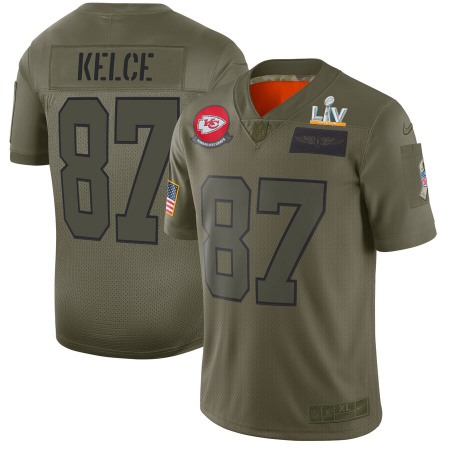 Nike Chiefs #87 Travis Kelce Camo Men's Super Bowl LV Bound Stitched NFL Limited 2019 Salute To Service Jersey