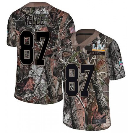 Nike Chiefs #87 Travis Kelce Camo Men's Super Bowl LV Bound Stitched NFL Limited Rush Realtree Jersey