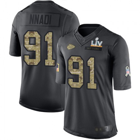 Nike Chiefs #91 Derrick Nnadi Black Men's Super Bowl LV Bound Stitched NFL Limited 2016 Salute to Service Jersey