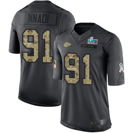 Nike Chiefs #91 Derrick Nnadi Black Super Bowl LVII Patch Men's Stitched NFL Limited 2016 Salute to Service Jersey