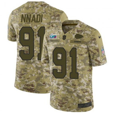 Nike Chiefs #91 Derrick Nnadi Camo Super Bowl LVII Patch Men's Stitched NFL Limited 2018 Salute To Service Jersey