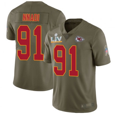 Nike Chiefs #91 Derrick Nnadi Olive Men's Super Bowl LV Bound Stitched NFL Limited 2017 Salute To Service Jersey