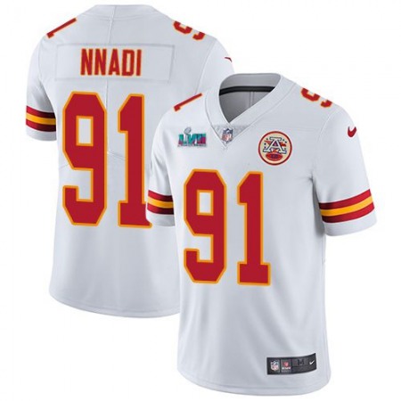 Nike Chiefs #91 Derrick Nnadi White Super Bowl LVII Patch Men's Stitched NFL Vapor Untouchable Limited Jersey