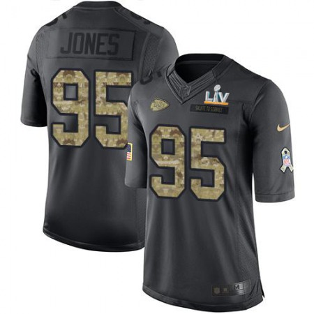 Nike Chiefs #95 Chris Jones Black Men's Super Bowl LV Bound Stitched NFL Limited 2016 Salute to Service Jersey