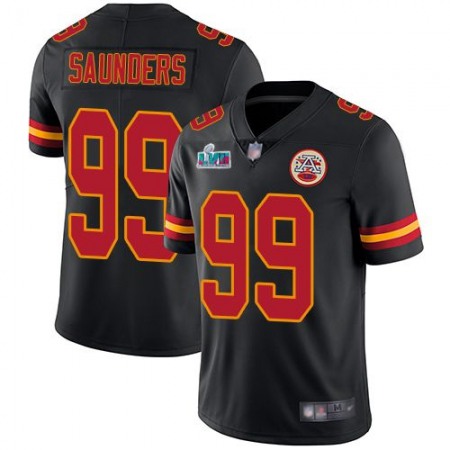 Nike Chiefs #99 Khalen Saunders Black Super Bowl LVII Patch Men's Stitched NFL Limited Rush Jersey