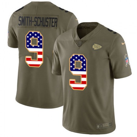 Nike Chiefs #9 JuJu Smith-Schuster Olive/USA Flag Men's Stitched NFL Limited 2017 Salute To Service Jersey