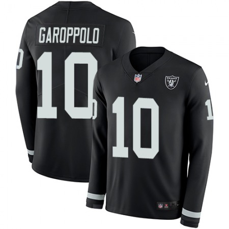 Nike Raiders #10 Jimmy Garoppolo Black Team Color Men's Stitched NFL Limited Therma Long Sleeve Jersey