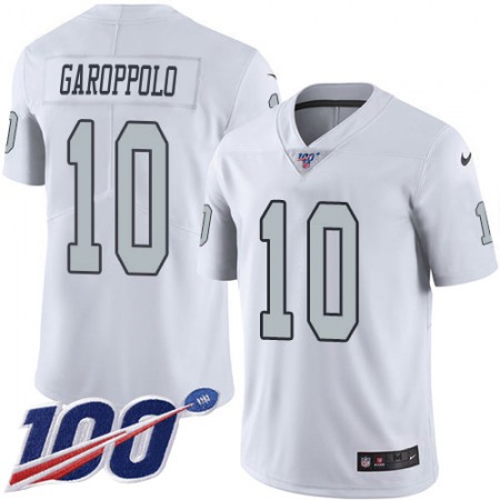 Nike Raiders #10 Jimmy Garoppolo White Men's Stitched NFL Limited Rush 100th Season Jersey
