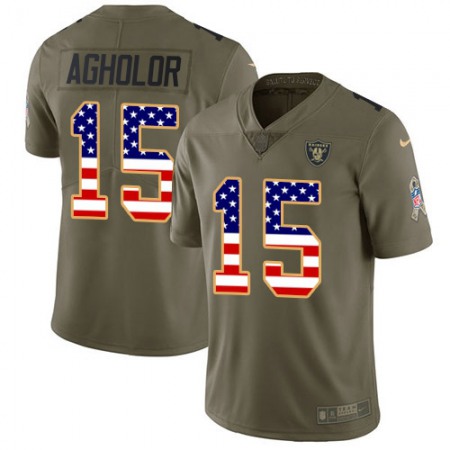 Nike Raiders #15 Nelson Agholor Olive/USA Flag Men's Stitched NFL Limited 2017 Salute To Service Jersey