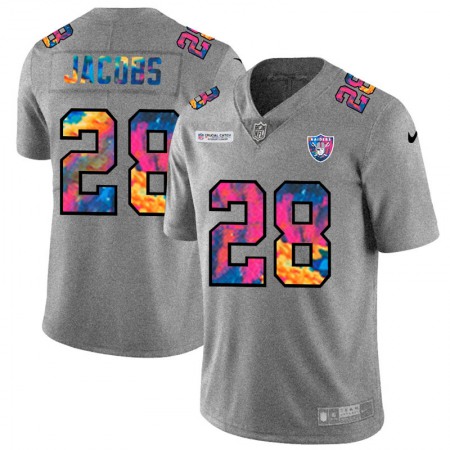 Las Vegas Raiders #28 Josh Jacobs Men's Nike Multi-Color 2020 NFL Crucial Catch NFL Jersey Greyheather