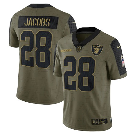 Las Vegas Raiders #28 Josh Jacobs Olive Nike 2021 Salute To Service Limited Player Jersey