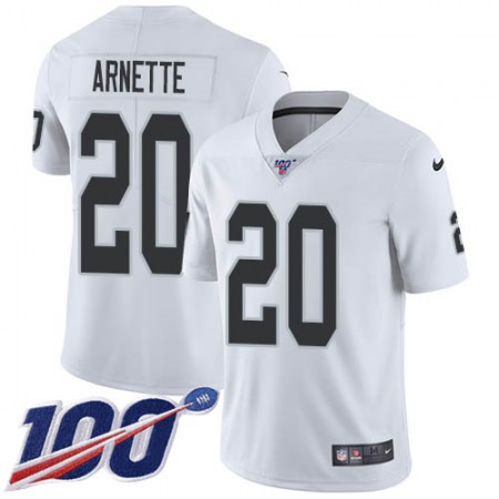 Nike Raiders #20 Damon Arnette White Men's Stitched NFL 100th Season Vapor Untouchable Limited Jersey