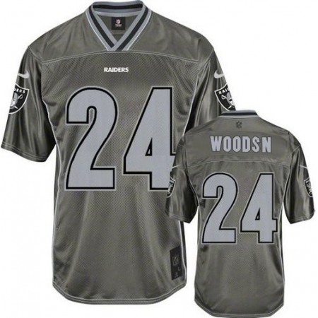 Nike Raiders #24 Charles Woodson Grey Men's Stitched NFL Elite Vapor Jersey