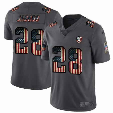 Raiders #28 Josh Jacobs Nike 2018 Salute to Service Retro USA Flag Limited NFL Jersey