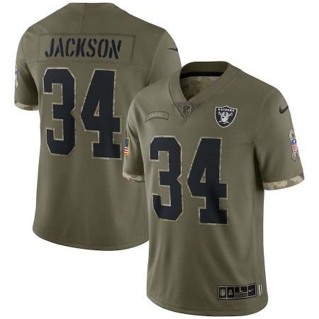 Las Vegas Raiders #34 Bo Jackson Nike Men's 2022 Salute To Service Limited Jersey - Olive
