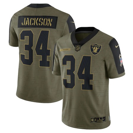 Las Vegas Raiders #34 Bo Jackson Olive Nike 2021 Salute To Service Limited Player Jersey