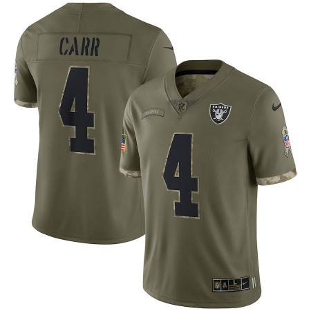 Las Vegas Raiders #4 Derek Carr Nike Men's 2022 Salute To Service Limited Jersey - Olive