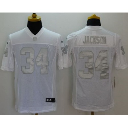 Nike Raiders #34 Bo Jackson White Men's Stitched NFL Limited Platinum Jersey