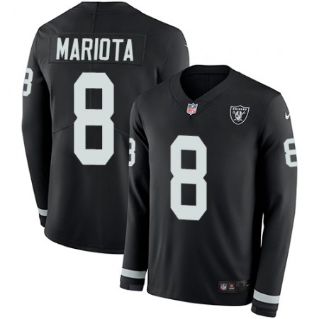 Nike Raiders #8 Marcus Mariota Black Team Color Men's Stitched NFL Limited Therma Long Sleeve Jersey