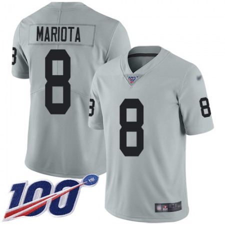 Nike Raiders #8 Marcus Mariota Silver Men's Stitched NFL Limited Inverted Legend 100th Season Jersey