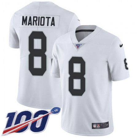 Nike Raiders #8 Marcus Mariota White Men's Stitched NFL 100th Season Vapor Untouchable Limited Jersey