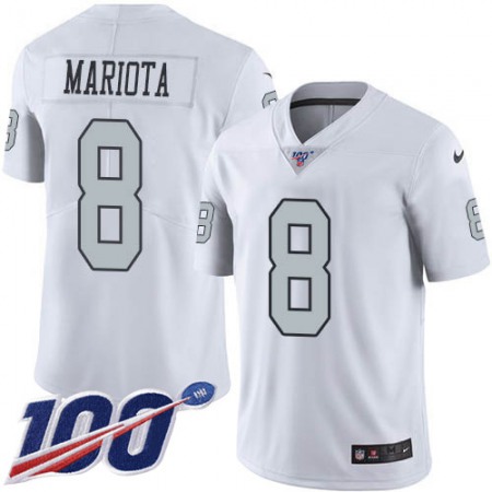 Nike Raiders #8 Marcus Mariota White Men's Stitched NFL Limited Rush 100th Season Jersey