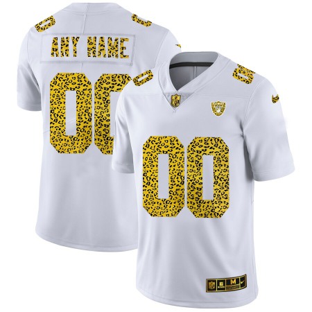 Las Vegas Raiders Custom Men's Nike Flocked Leopard Print Vapor Limited NFL Jersey White