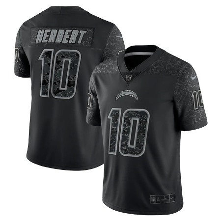 Los Angeles Chargers #10 Justin Herbert Black Men's Nike NFL Black Reflective Limited Jersey