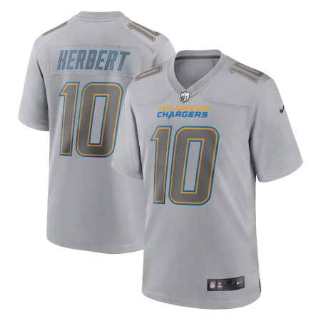 Los Angeles Chargers #10 Justin Herbert Nike Men's Gray Atmosphere Fashion Game Jersey
