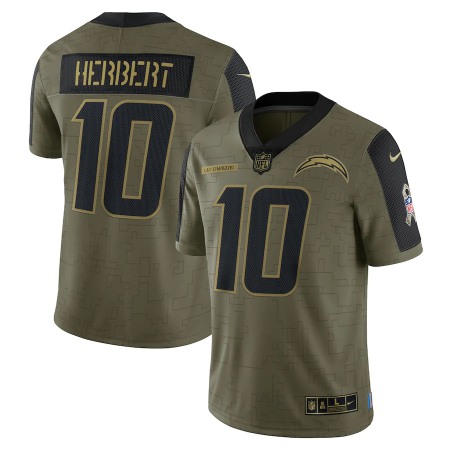 Los Angeles Chargers #10 Justin Herbert Olive Nike 2021 Salute To Service Limited Player Jersey