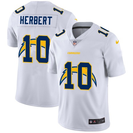 Los Angeles Chargers #10 Justin Herbert White Men's Nike Team Logo Dual Overlap Limited NFL Jersey