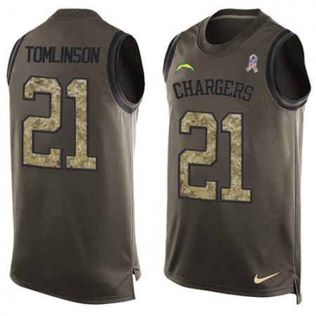 Nike Chargers #21 LaDainian Tomlinson Green Men's Stitched NFL Limited Salute To Service Tank Top Jersey