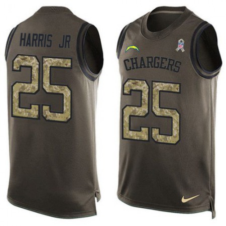 Nike Chargers #25 Chris Harris Jr Green Men's Stitched NFL Limited Salute To Service Tank Top Jersey