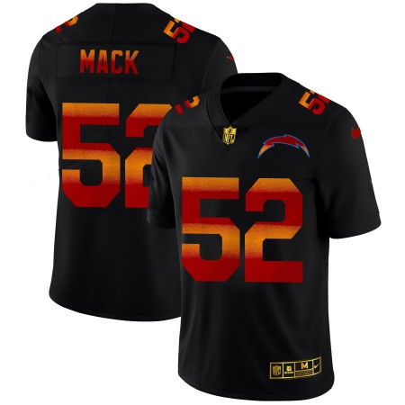 Los Angeles Chargers #52 Khalil Mack Men's Black Nike Red Orange Stripe Vapor Limited NFL Jersey