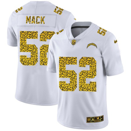 Los Angeles Chargers #52 Khalil Mack Men's Nike Flocked Leopard Print Vapor Limited NFL Jersey White