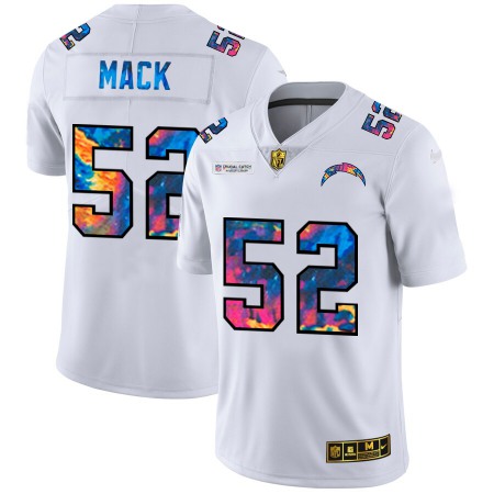 Los Angeles Chargers #52 Khalil Mack Men's White Nike Multi-Color 2020 NFL Crucial Catch Limited NFL Jersey