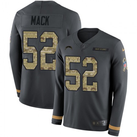 Nike Chargers #52 Khalil Mack Anthracite Salute to Service Men's Stitched NFL Limited Therma Long Sleeve Jersey