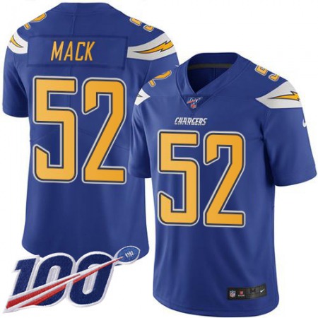 Nike Chargers #52 Khalil Mack Electric Blue Men's Stitched NFL Limited Rush 100th Season Jersey