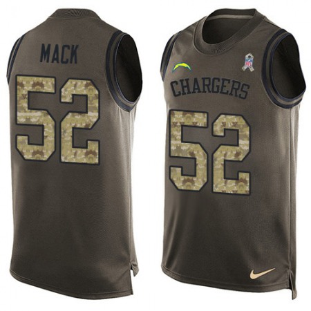 Nike Chargers #52 Khalil Mack Green Men's Stitched NFL Limited Salute To Service Tank Top Jersey