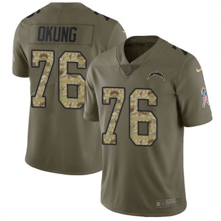 Nike Chargers #76 Russell Okung Olive/Camo Men's Stitched NFL Limited 2017 Salute To Service Jersey