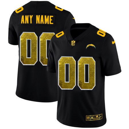 Los Angeles Chargers Custom Men's Black Nike Golden Sequin Vapor Limited NFL Jersey