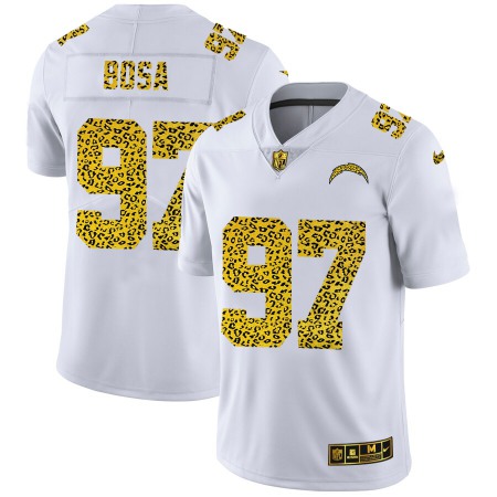 Los Angeles Chargers #97 Joey Bosa Men's Nike Flocked Leopard Print Vapor Limited NFL Jersey White