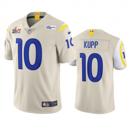 Los Angeles Rams #10 Cooper Kupp Men's Super Bowl LVI Patch Nike Vapor Limited NFL Jersey - Bone