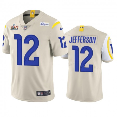 Los Angeles Rams #12 Van Jefferson Men's Super Bowl LVI Patch Nike Vapor Limited NFL Jersey - Bone